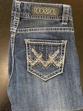 Rock&Roll Denim Women's Blue Embroidered Jeans